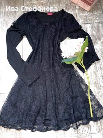 Черна елегантна дантелена парти рокля , снимка 4 - Рокли - 38832003