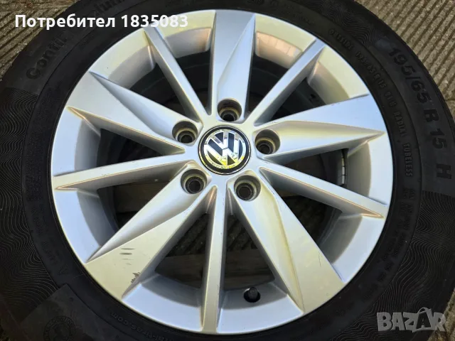Лети джанти 15ки 5х112 + летни гуми 195/65/15 Continental, снимка 7 - Гуми и джанти - 55993455