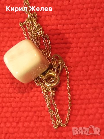 ФИНО ИЗЯЩНО РЕБЪРНО ВИНТИДЖ КОЛИЕ СРЕБРО 925 с ЕМАЙЛИРАНА АРТ КЕРАМИКА 34253, снимка 12 - Колиета, медальони, синджири - 41388752