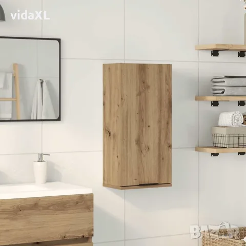 vidaXL Шкаф за баня за стенен монтаж, дъб артизан, 32x20x67 см, снимка 2 - Шкафове - 56148358
