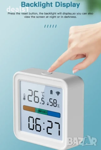 Tuya TH08B WiFi Сензор за температура и влажност Хигрометър и термометър с подсветка , снимка 5 - Друга електроника - 50534019