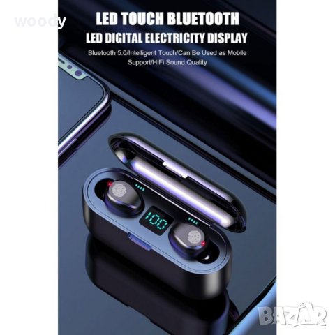 Безжични слушалки TWS F9-RX, Powercase 2000 mAh, Bluetooth 5.1, снимка 5 - Bluetooth слушалки - 41546180
