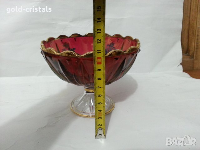 Стъклена купа фруктиера цветно стъкло, снимка 3 - Антикварни и старинни предмети - 35984923