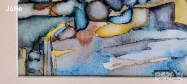Васил Чакъров-Чак "Самотна къща" красив акварел 1994г., снимка 2 - Картини - 53615074
