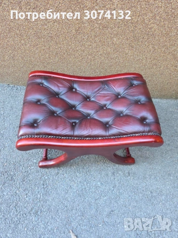 Табуретка от естествена кожа в стил Честърфийлд, снимка 2 - Дивани и мека мебел - 53711791