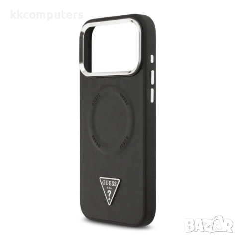 Оригинален кейс Guess Leather Triangle Metal Logo и Протектор За iPhone 17 Pro (6.3), Черен, снимка 4 - Калъфи, кейсове - 52210657