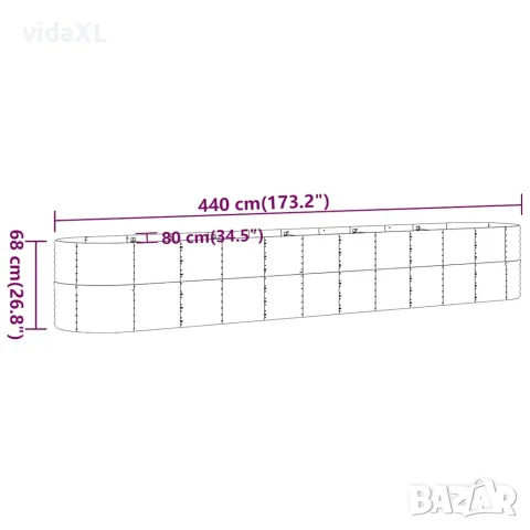 vidaXL Градинска повдигната леха поцинкована стомана кафяво, снимка 6 - Саксии и кашпи - 56146662
