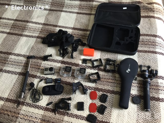 Екшън Камера GoPro Hero 4 Black с 2 батерии и много аксесоари + Гимбъл