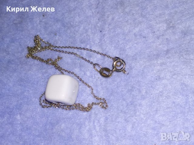 ФИНО ИЗЯЩНО РЕБЪРНО ВИНТИДЖ КОЛИЕ СРЕБРО 925 с ЕМАЙЛИРАНА АРТ КЕРАМИКА 34253, снимка 8 - Колиета, медальони, синджири - 41388752