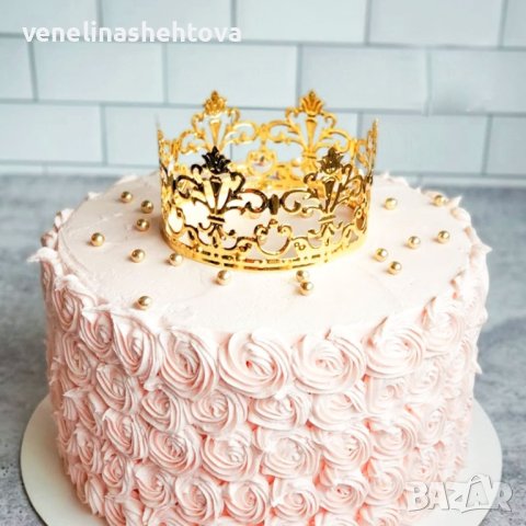 Сребриста Златиста корона тиара за декорация украса на торта , снимка 10 - Други - 44269960