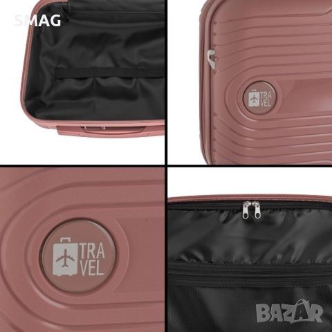 Малък куфар за пътуване 16.66л, розов_1239655, снимка 6 - Куфари - 52189228