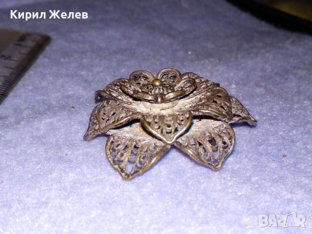 ФИЛИГРАННА СТАРИННА СРЕБЪРНА ФЛОРАЛНА БРОШКА МАЙСТОРСКА РЪЧНА КУЮМДЖИЙСКА ИЗРАБОТКА 34408, снимка 15 - Антикварни и старинни предмети - 39507516