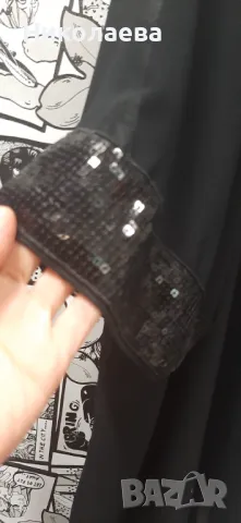 Елегатна Макси туника от ефирен шифон и пайети в черно! Размери: 62 и 64!, снимка 4 - Туники - 48114537