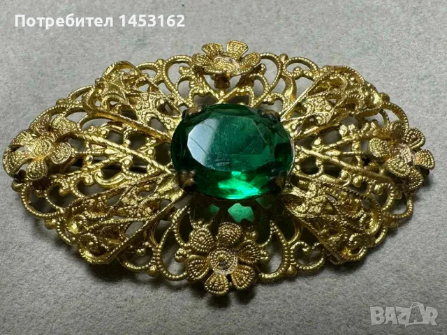 Старинна чешка брошка с кристал, снимка 1