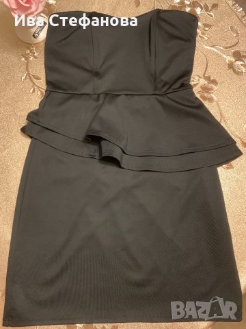 Страхотна пеплум черна еластична официална вечерна къса коктейлна рокля , снимка 5 - Рокли - 35788836