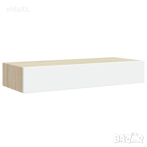 vidaXL Стенен рафт за чекмеджета, дъб и бяло, 60x23,5x10 см, MDF, снимка 5 - Етажерки - 56146903
