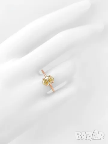 Пръстен от Розово злато - 1.15 карата Жълт естествен диамант., снимка 5 - Пръстени - 47753188