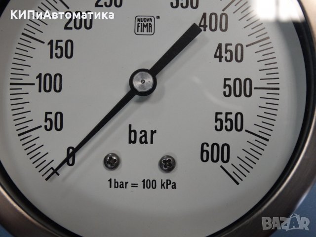 Манометър Nuova Fima Ф 100, 600 bar, снимка 3 - Резервни части за машини - 34464528