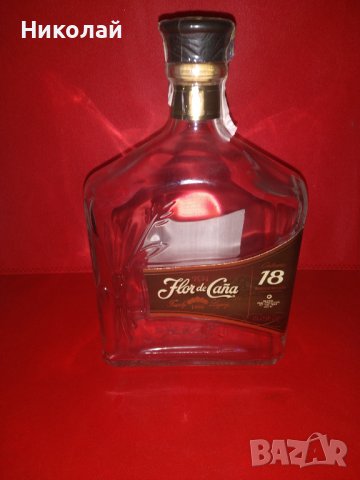 Красива бутилка / графа / Flor de Caña 18 Years Old 1L, снимка 1 - Буркани, бутилки и капачки - 39399608