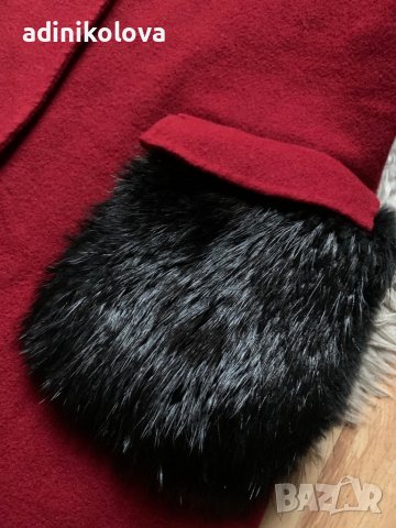 Вълнено палто с естествен косъм, снимка 3 - Палта, манта - 38867484