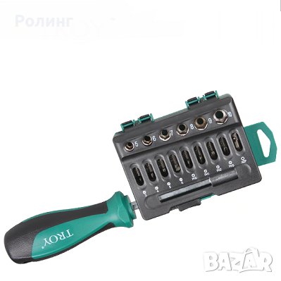 Комплект Ръкохватка с битове и вложки 16 бр. / Troy 22316 /, снимка 3 - Други инструменти - 42506376
