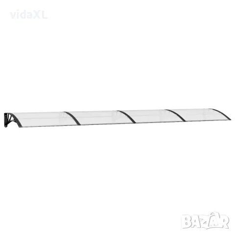 vidaXL Навес за врата, черно и прозрачно, 400x75 см, поликарбонат