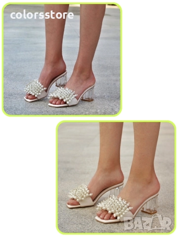 Чехли на ток - бежов лак с перли - KP60 