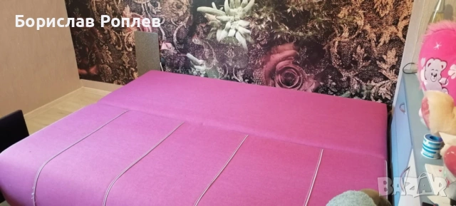 Диван розов разтегателен, снимка 6 - Дивани и мека мебел - 53224872