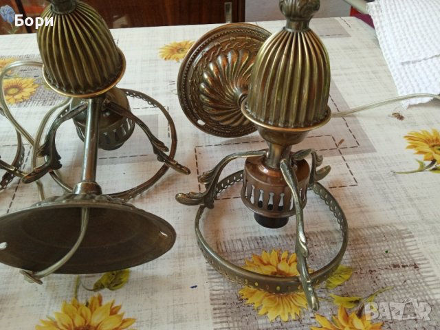 Немски Бронзови стенни лампи, снимка 11 - Лампи за стена - 40780233