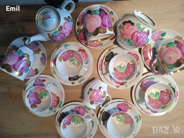 Стар Руски чаен сервиз от Дулевски Фарфор 1987г. Ръчно изработен , снимка 7 - Сервизи - 53843533