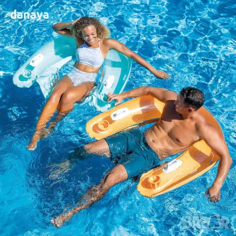 5820 Надуваемо кресло за плуване с дръжки и поставки за чаши, 147 см, снимка 2 - Водни спортове - 49476546