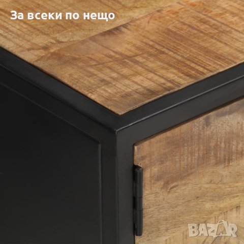 TV шкаф с резбовани врати, 130x30x40 см, грубо мангово дърво, снимка 4 - Шкафове - 42425425