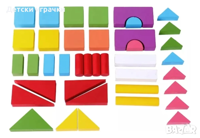 Дървен конструктор с форми 38 елемента, снимка 7 - Конструктори - 52633683