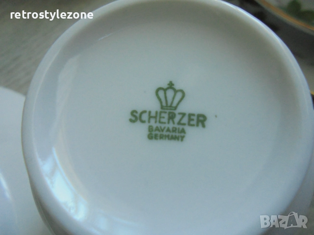 № 8340  Германски порцеланов сервиз SCHERZER Bavaria – винтидж комплект за кафе / чай  , снимка 6 - Други ценни предмети - 52256901