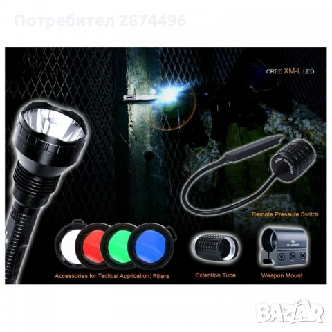 2888 Мощен LED Фенер За Пушка BL-Q2888-T6, снимка 9 - Оборудване и аксесоари за оръжия - 35800762