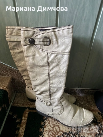 Елегантни дамски ботуши в бял цвят – №39, снимка 3 - Дамски ботуши - 53702037