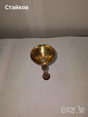Антика месингов свещник, снимка 3 - Антикварни и старинни предмети - 47737806