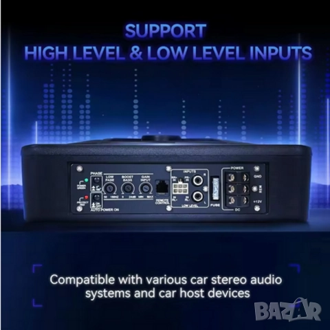 Компактен 10” автомобилен 800W(peak) активен субуфер със синя амбиентна подсветка , снимка 4 - Аксесоари и консумативи - 52822465