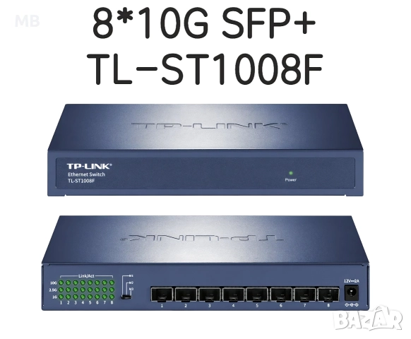10Gigabit TP-Link TL-STIOO8F Unmanaged Ethernet Switch 8 SFP+ Optical Ports, 10GbE
