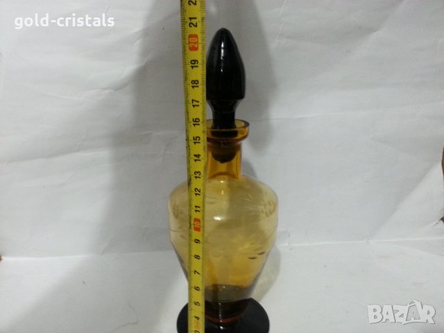 Стъклена гарафа и чаши цветно стъкло, снимка 4 - Антикварни и старинни предмети - 36017169