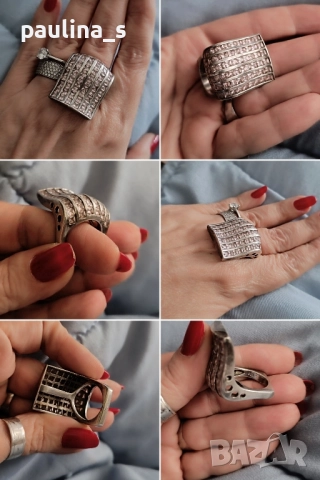 Два различни броя / Винтидж сребърен пръстен с Морганити и Аметисти / проба 925 , снимка 3 - Пръстени - 40455917