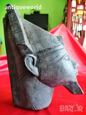 Уникална Статуя ФАРАОНСКА Глава ТЕРАКОТА Статуетка, снимка 2 - Антикварни и старинни предмети - 35917437