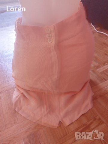 Дамска пола в прасковен цвят на бели раета, снимка 6 - Поли - 41360878