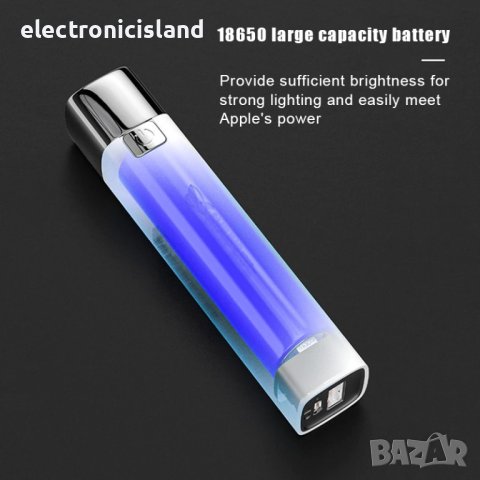 Ново 2 В 1 ярко LED фенерче с 1200 mAh външна батерия с 3 режима и USB кабел за зареждане, снимка 10 - Външни батерии - 38734192