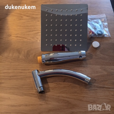 Душ глава тип дъжд с ръчна душ слушалка, с удължително рамо, 15см, снимка 7 - Душове - 53239956