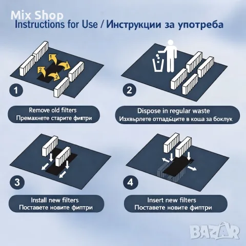 Филтри с активен въглен за Bosch, Neff, Siemens, Gaggenau и Constructa, за рециркулация, 4 броя, снимка 4 - Други стоки за дома - 56232106