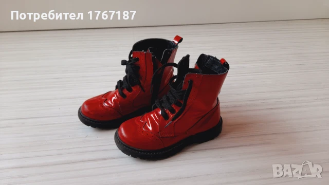 Детски ботуши кожени червени с връзки 28 размер 18р5 см стелка, снимка 2 - Детски боти и ботуши - 51384217