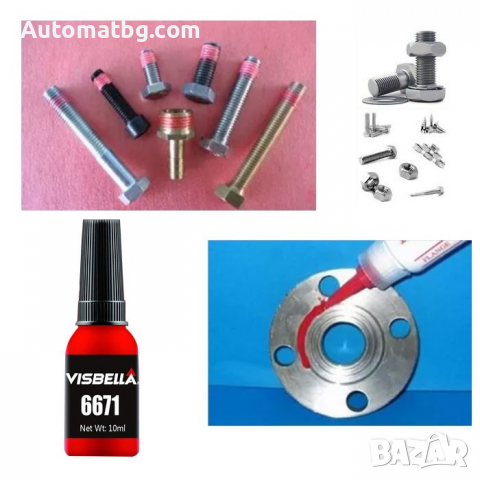 Лепило за болтове и гайки Automat, Лепило за резба, 10мл, Червено, снимка 2 - Аксесоари и консумативи - 36140377