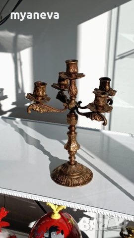 Бронзов, тежък, масивен, френски свещник с 5 гнезда . , снимка 6 - Антикварни и старинни предмети - 53816088