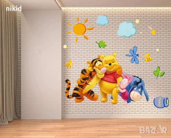 стикер постер за стена мечо пух и приятели лепенка декорация самозалепващ